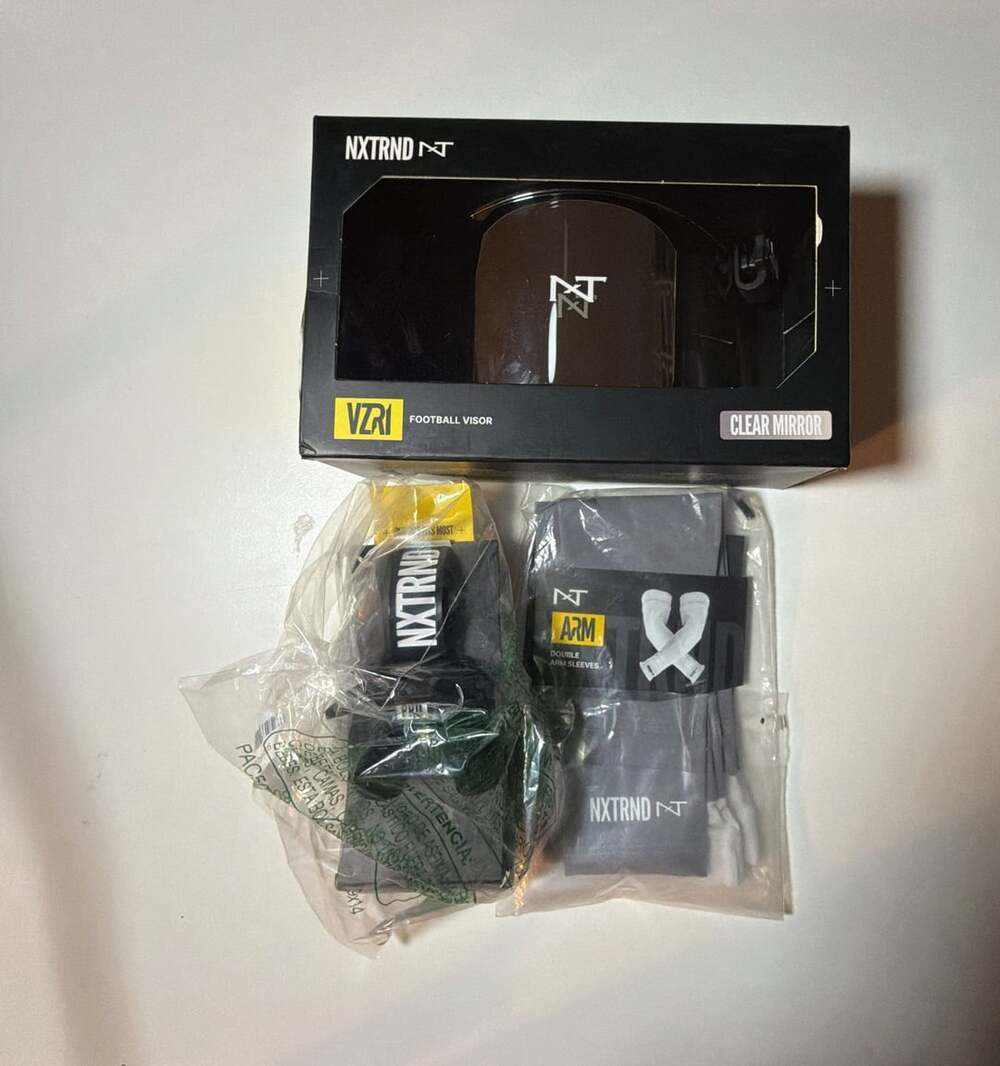 NXTRND VZ1 Football Visor Clear Mirror with Arm Sleeves. 3pc Accessories Bundle